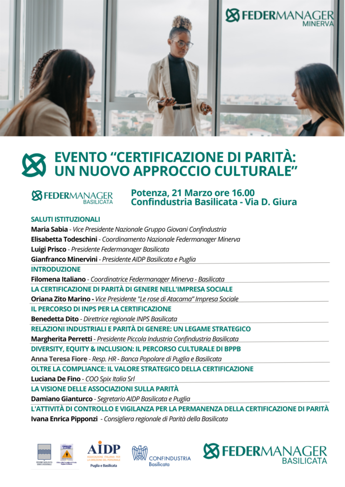 Evento Federmanager Minerva Parità di Genere